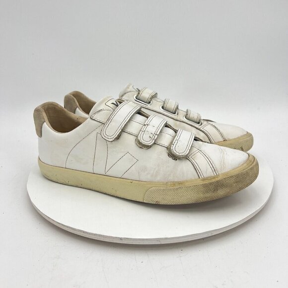 Veja Recife V Lock Women Size 10 White Stitch V Logo Leather Comfort Shoes - Picture 4 of 14